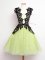 Yellow Green A-line Lace Dama Dress Lace Up Tulle Sleeveless Knee Length