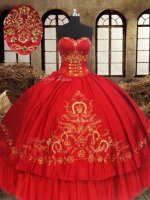 Shining Sweetheart Sleeveless Ball Gown Prom Dress Floor Length Beading and Embroidery Wine Red Organza and Taffeta(SKU PSSW0551BIZ)