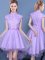 New Style Lavender A-line Lace and Bowknot and Belt Quinceanera Court Dresses Zipper Tulle Short Sleeves High Low