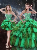 Fashionable Multi-color Sleeveless Floor Length Ruffles and Ruffled Layers Lace Up Quinceanera Dress