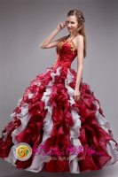 Montgomeryville Pennsylvania/PA Colorful Halter Appliques Ruffles Layed For Quinceanera Dress Custom Made(SKU ZYLJ18 y-6BIZ)