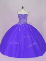 Blue and Purple Sweetheart Lace Up Beading Sweet 16 Dresses Sleeveless