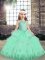 Apple Green Ball Gowns Tulle Scoop Sleeveless Lace and Appliques Floor Length Lace Up Little Girl Pageant Dress