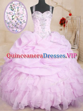 Pick Ups Floor Length Ball Gowns Sleeveless Lilac 15th Birthday Dress Lace Up