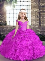 Straps Sleeveless Fabric With Rolling Flowers Little Girl Pageant Dress Beading Lace Up(SKU PAG1273-4BIZ)