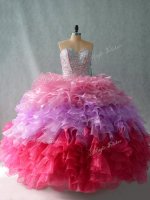 Stunning Multi-color Ball Gowns Sweetheart Sleeveless Organza Floor Length Lace Up Beading and Ruffles Quinceanera Dresses(SKU PSSW1053-4BIZ)