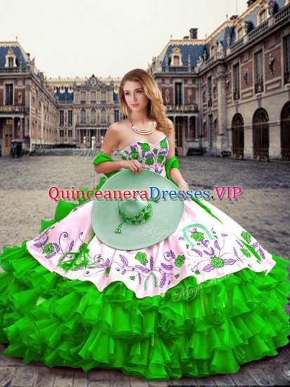 Floor Length Green Quince Ball Gowns Sweetheart Sleeveless Lace Up - Click Image to Close