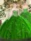 Delicate Green Sleeveless Tulle Lace Up Quinceanera Dresses for Military Ball and Sweet 16 and Quinceanera