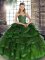 Vintage Green Ball Gowns Sweetheart Sleeveless Tulle Floor Length Lace Up Beading and Ruffles Quinceanera Dresses