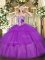 Purple Sleeveless Tulle Lace Up Sweet 16 Quinceanera Dress for Military Ball and Sweet 16 and Quinceanera