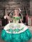 Fantastic Off The Shoulder Sleeveless Little Girl Pageant Gowns Floor Length Beading and Embroidery and Ruffles Turquoise Organza