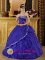 Exclusive Appliques Decorate Bule Strapless Quinceanera Dress In Florida