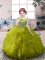 Excellent Ball Gowns Pageant Dress for Girls Olive Green Scoop Organza Sleeveless Floor Length Zipper
