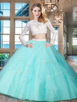 Scoop Long Sleeves Zipper Floor Length Beading and Lace and Ruffles Sweet 16 Quinceanera Dress