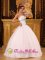 Quisqueya Dominican Republic Beautiful Beading White Quinceanera Dress For Custom Made Strapless Satin and Organza Ball Gown