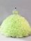 Eye-catching Yellow Green Scoop Zipper Beading and Ruffles Sweet 16 Dress Sleeveless