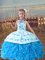 Wonderful Baby Blue Lace Up Halter Top Beading and Embroidery and Ruffles Pageant Gowns Organza Sleeveless