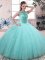 Tulle Sleeveless Floor Length Sweet 16 Dress and Beading