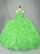 Organza Zipper Quinceanera Dresses Sleeveless Floor Length Beading and Ruffles