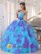 Suffolk Virginia/VA sweetheart neckline Bodice Baby Blue and Purple Appliques Decorate Ruffles Hand Made Flower For Quinceanera Dress