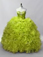 Yellow Green Sleeveless Floor Length Ruffles and Sequins Lace Up Sweet 16 Dress(SKU PSSW1134-5BIZ)