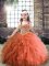 Graceful Rust Red Lace Up Straps Beading and Ruffles Pageant Dress for Womens Tulle Sleeveless