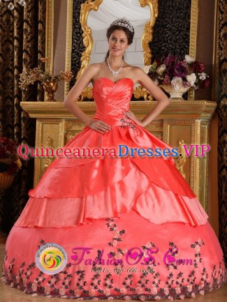 Watermelon Red For Affordable Sweetheart Quinceanera Dress With Appliques And Ruffles In Ellisras South Africa