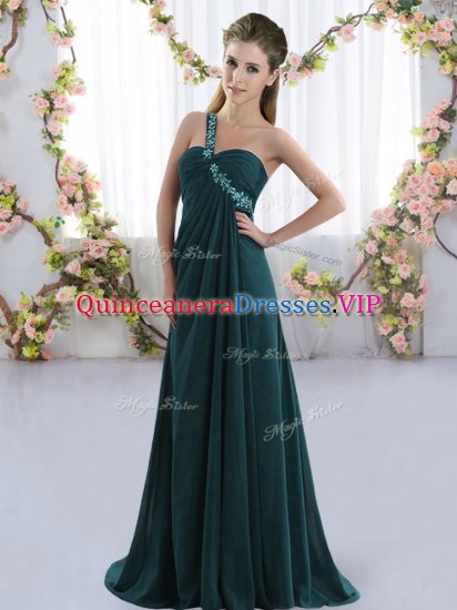 High Class Sleeveless Brush Train Beading Lace Up Quinceanera Court of Honor Dress - Click Image to Close