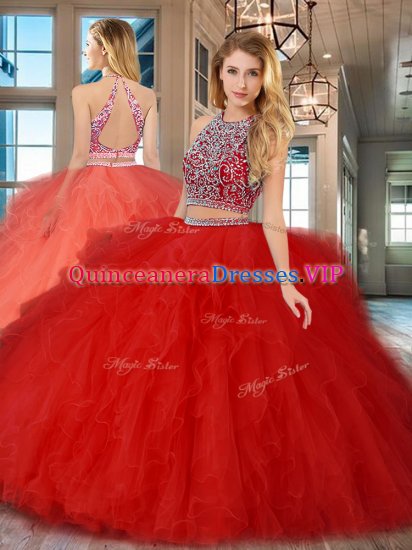 Fashion Scoop Sleeveless Backless Floor Length Beading and Ruffles Quinceanera Dresses - Click Image to Close