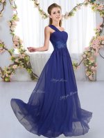 Sexy Chiffon Sleeveless Floor Length Vestidos de Damas and Ruching