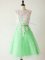 Apple Green A-line Lace Quinceanera Dama Dress Lace Up Tulle Sleeveless Knee Length
