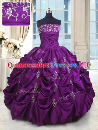 Fitting Sleeveless Beading and Appliques and Embroidery and Pick Ups Lace Up Sweet 16 Dress