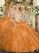Orange Sleeveless Beading and Ruffles Floor Length Vestidos de Quinceanera