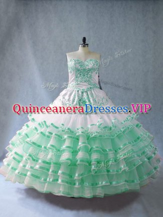 Customized Sweetheart Sleeveless Lace Up 15 Quinceanera Dress Apple Green Organza