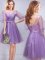 Adorable Scoop Mini Length A-line Half Sleeves Lavender Quinceanera Court Dresses Lace Up