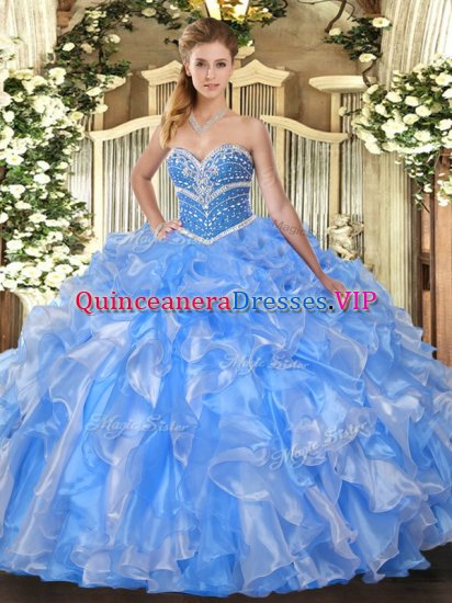 Sleeveless Beading and Ruffles Lace Up Ball Gown Prom Dress - Click Image to Close