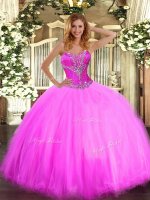 Top Selling Floor Length Lace Up Sweet 16 Dresses Fuchsia for Sweet 16 and Quinceanera with Beading(SKU SJQDDT1092002-3BIZ)