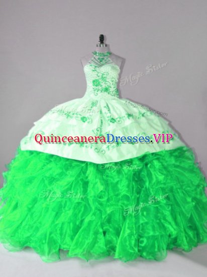 Perfect Sleeveless Court Train Lace Up Embroidery and Ruffles Sweet 16 Dress - Click Image to Close
