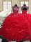 Colorful Scoop Red Lace Up Quinceanera Dresses Beading and Pick Ups Sleeveless Floor Length