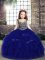 Top Selling Royal Blue Girls Pageant Dresses Party and Wedding Party with Beading and Ruffles Straps Sleeveless Lace Up