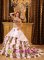Taffeta and Leopard Ruffles Beaded Decorate Bust Droped Waist Ball Gown Brush Train For Quinceanera DressMarana AZ　