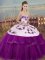 White And Purple Sweet 16 Dress Military Ball and Sweet 16 and Quinceanera with Embroidery and Bowknot Sweetheart Sleeveless Lace Up