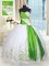 Sweetheart Sleeveless Quince Ball Gowns Floor Length Embroidery and Belt and Hand Made Flower White and Green Organza