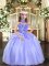 Affordable Sleeveless Floor Length Appliques Lace Up Child Pageant Dress with Lavender