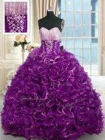 Purple Sleeveless With Train Beading and Ruffles Lace Up 15 Quinceanera Dress(SKU PSSW0300-5BIZ)