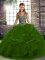 Straps Sleeveless Lace Up Sweet 16 Dresses Green Tulle