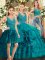 Organza Sleeveless Floor Length Vestidos de Quinceanera and Ruffled Layers