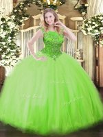 Glamorous Sleeveless Zipper Floor Length Beading 15 Quinceanera Dress