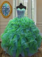 Multi-color Sweet 16 Dress Military Ball and Sweet 16 and Quinceanera with Beading and Ruffles Sweetheart Sleeveless Lace Up