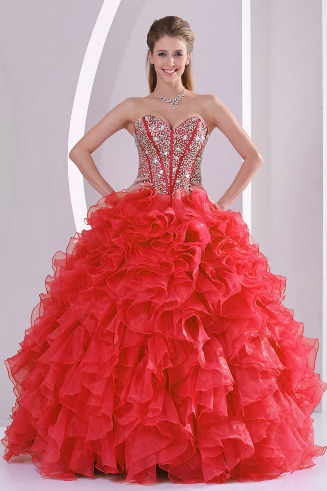 Sierra Vista Arizona Appliques Decorate Bodice Red Ball Gown Floor-length Sweetheart Quinceanera Dress For(SKU QDZY224-IBIZ)